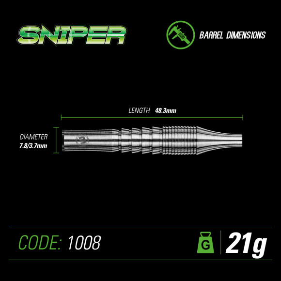 WINMAU SNIPER DARTS, SELECT WEIGHT: 21g