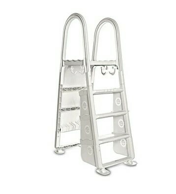 Above-Ground Pool A-Frame Safety Ladder with Lockable Door