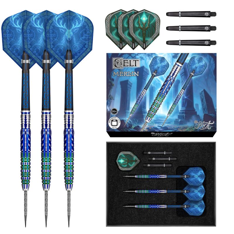 SHOT Celt Merlin 95% Tungsten Steel Tip Dart Set SHOT Celt Merlin 95% Tungsten Steel Tip Dart Set