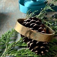 Stamped Cuff Bracelet / 3 Pine Trees - Wide