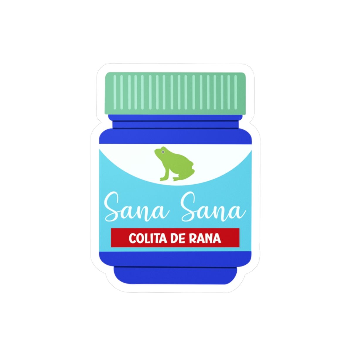 Vinyl Decal Sticker - &#39;Sana Sana Colita the Rana&#39; Frog in Vapors Jar