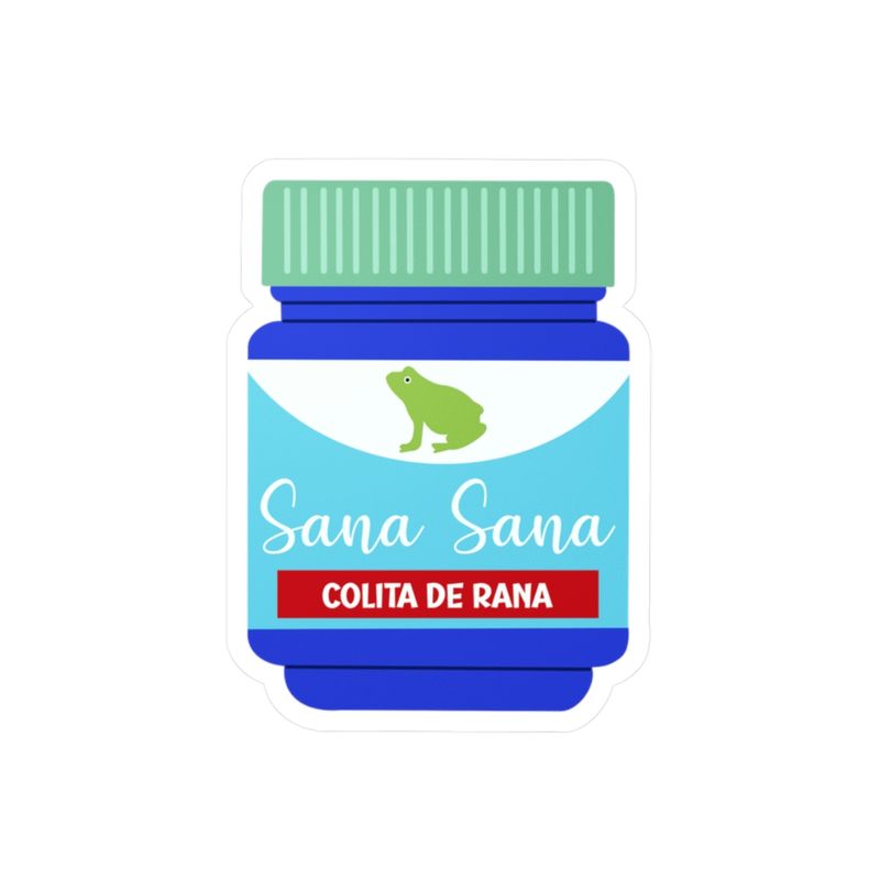 Vinyl Decal Sticker - &#39;Sana Sana Colita the Rana&#39; Frog in Vapors Jar
