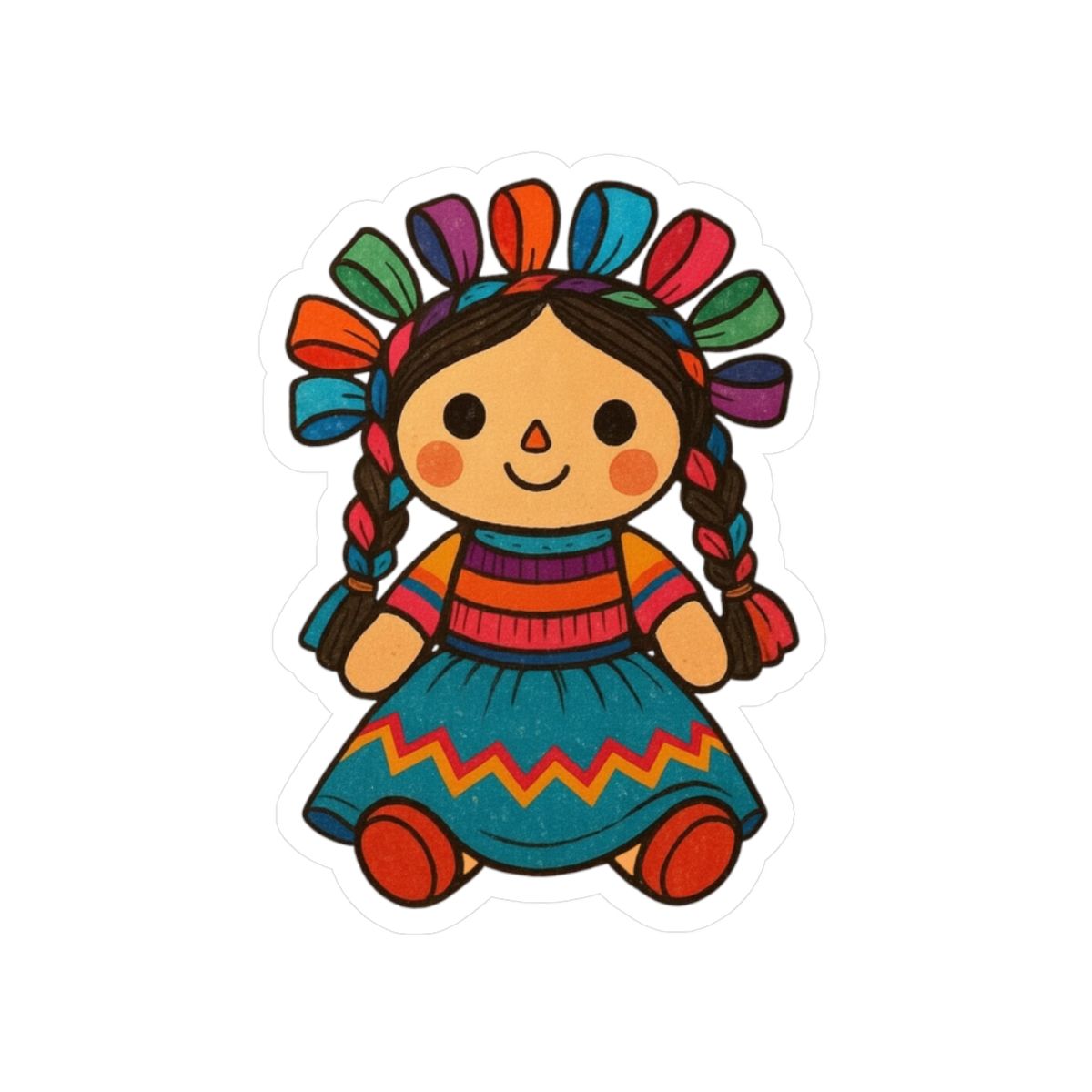 Vinyl Decal - Mexican Fabric Maria Doll Sticker