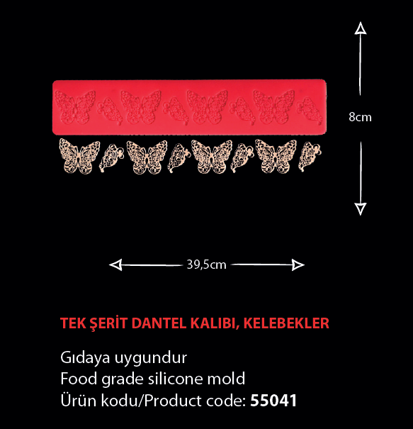 55041 Tek Şerit Dantel Kalıbı - Kelebekler
