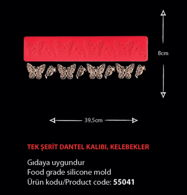 55041 Tek Şerit Dantel Kalıbı - Kelebekler