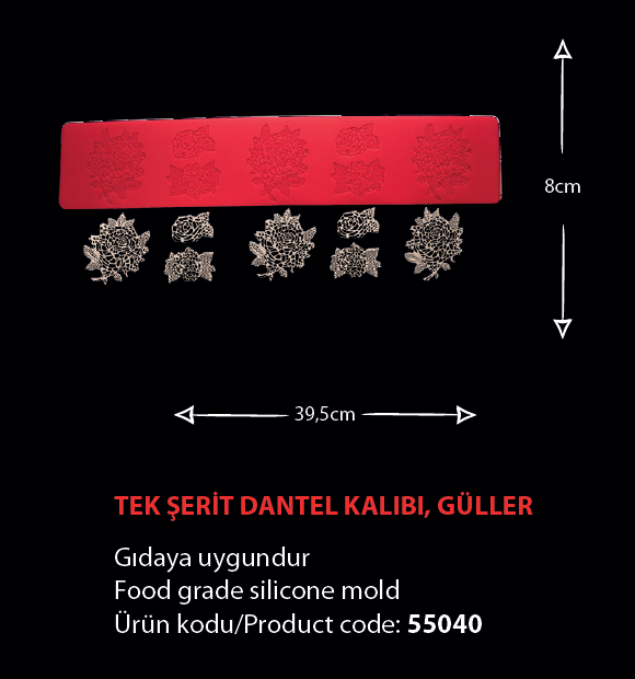 55040 Tek Şerit Dantel Kalıbı - Güller