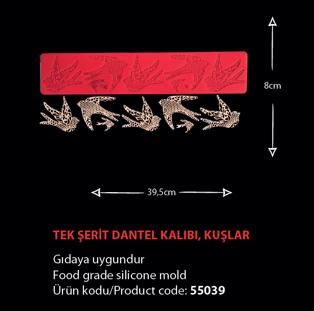 55039 Tek Şerit Dantel Kalıbı - Kuşlar