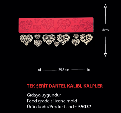55037 Tek Şerit Dantel Kalıbı - Kalpler