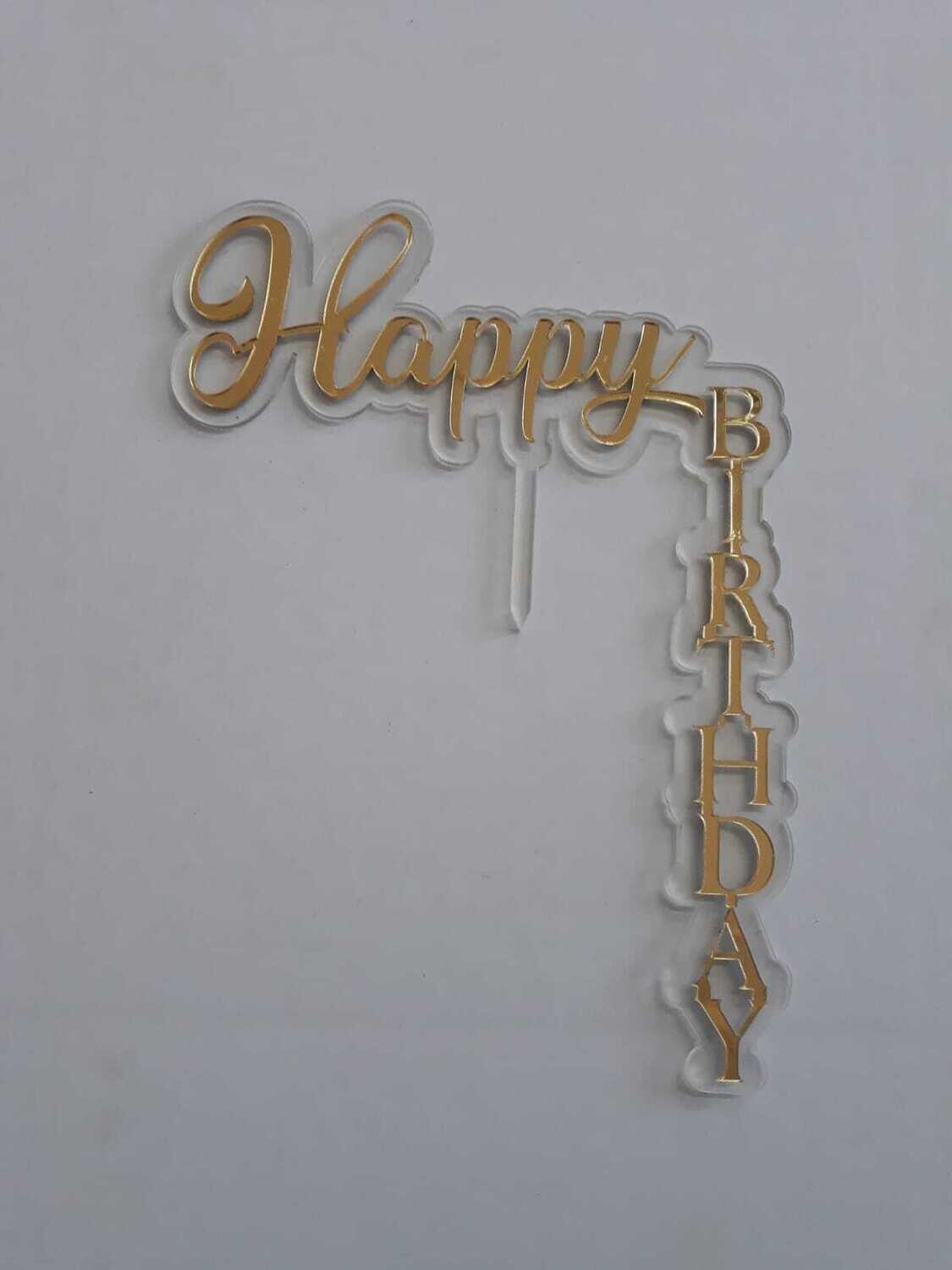 Pasta Topper15261 Dikey Happy Birthday Plexi