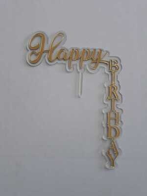 Pasta Topper15261 Dikey Happy Birthday Plexi