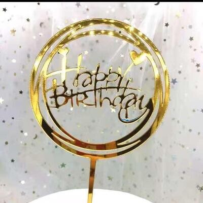 Pasta Topper 15262 Kalpli Happy Birthday Altın Çember