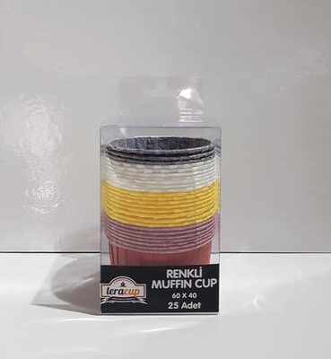 PVC Renkli Muffin Kapsül 25&#39;s (Kırmızı-sarı-beyaz-kahve)