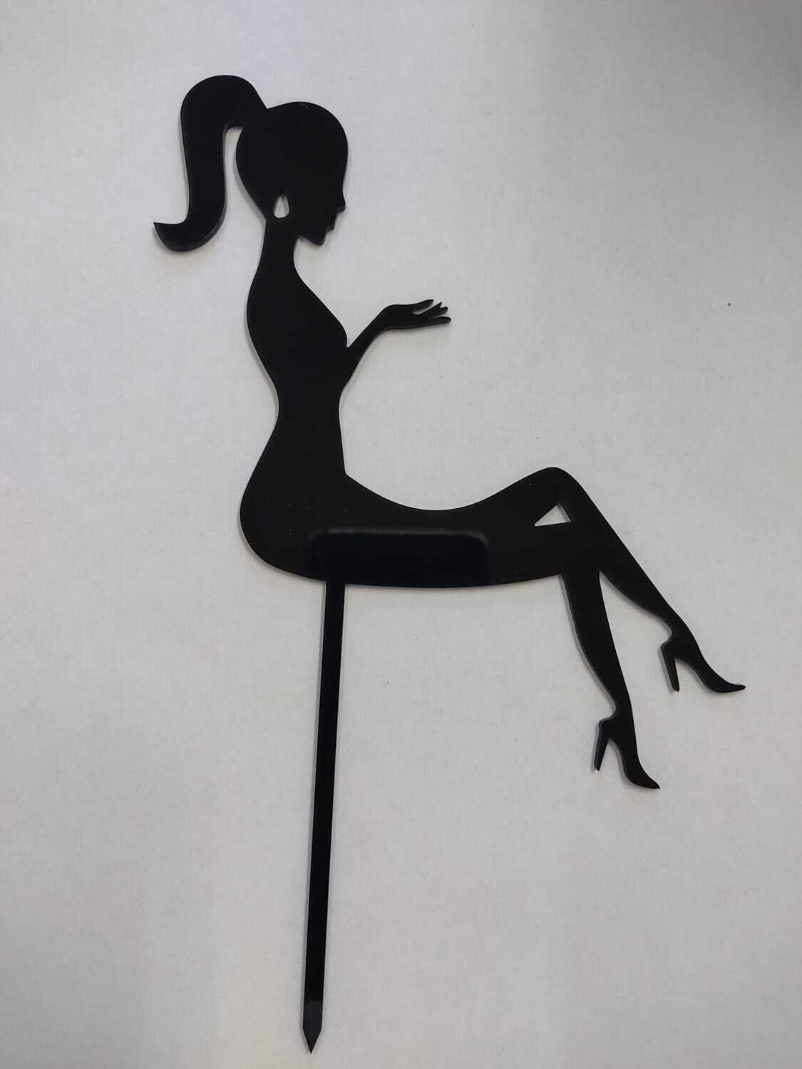 15067 Pasta Topper Silhouette Girl Siyah
