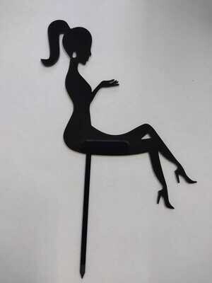 15067 Pasta Topper Silhouette Girl Siyah