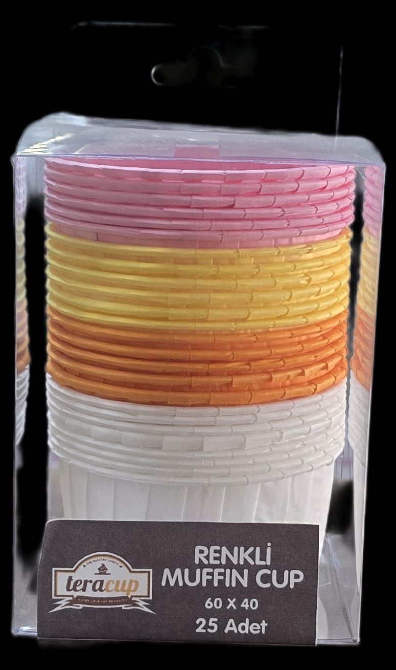 PVC Renkli Muffin Kapsül 25&#39;s (PEMBE - TURUNCU - SARI - BEYAZ)