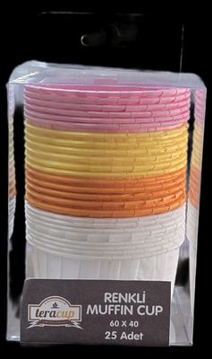 PVC Renkli Muffin Kapsül 25&#39;s (PEMBE - TURUNCU - SARI - BEYAZ)