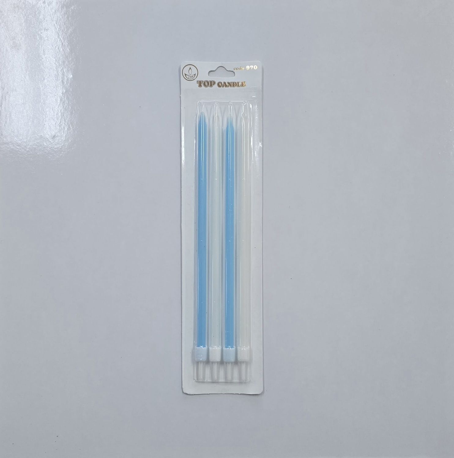 18 Cm Mavi-Beyaz Mum 4&#39;Lü