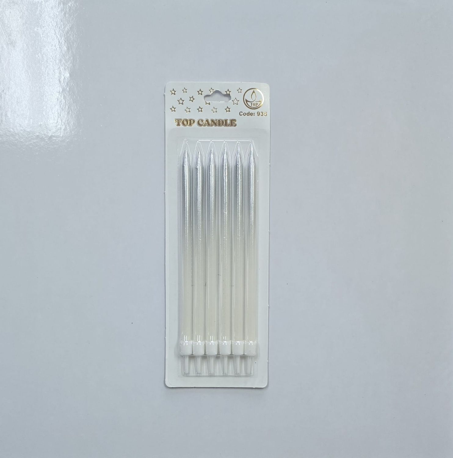 14 Cm Gümüş-Beyaz Mum 6&#39;Lı