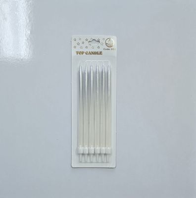 14 Cm Gümüş-Beyaz Mum 6&#39;Lı