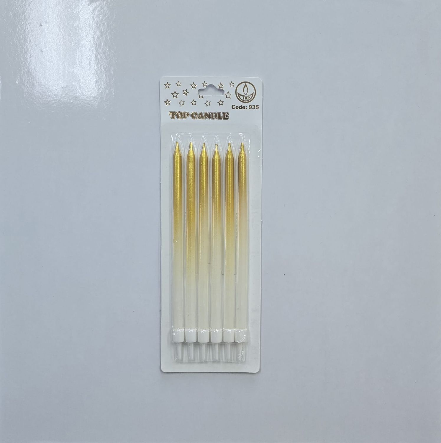 14 Cm Altın-Beyaz Mum 6&#39;Lı