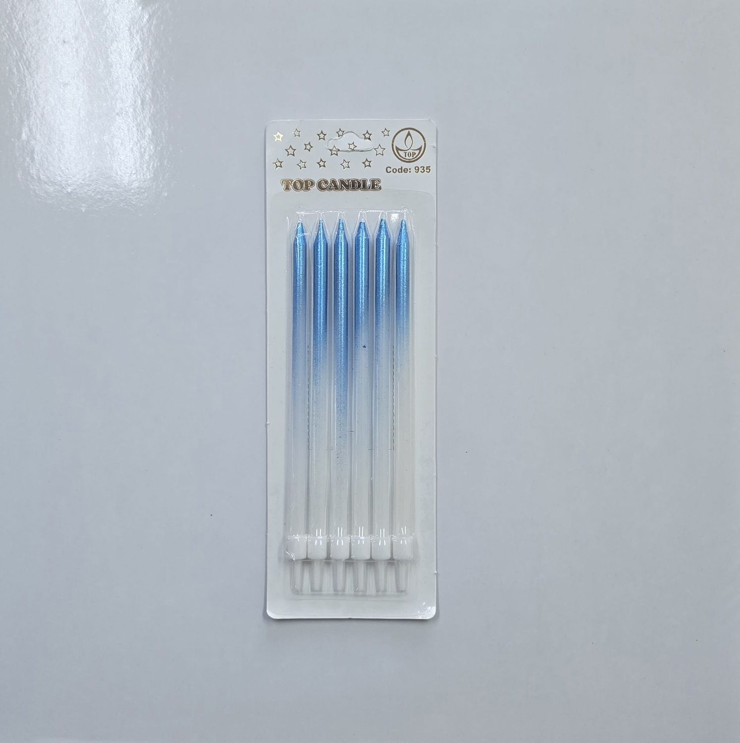 14 Cm Mavi-Beyaz Mum 6&#39;Lı