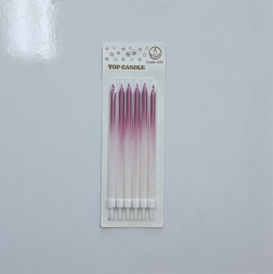 14 Cm Pembe-Beyaz Mum 6&#39;Lı