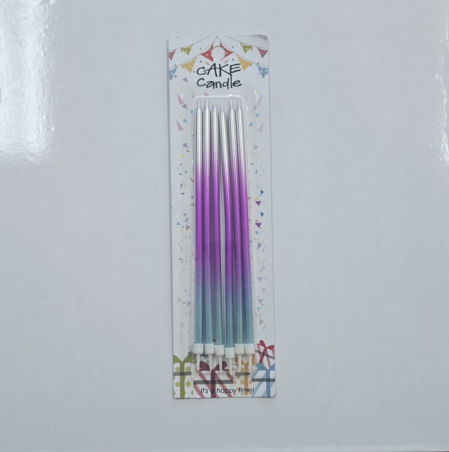 20 Cm Gümüş-Mor-Mavi Mum 6&#39;Lı