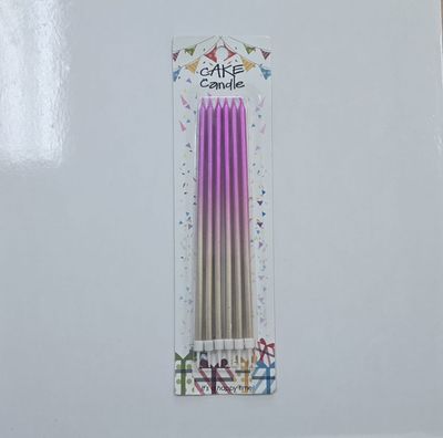 20 Cm Mor-Gümüş Mum 6&#39;Lı