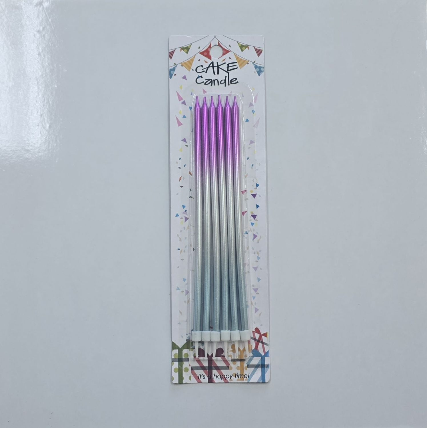 20 Cm Mor-Gümüş-Mavi Mum 6&#39;Lı