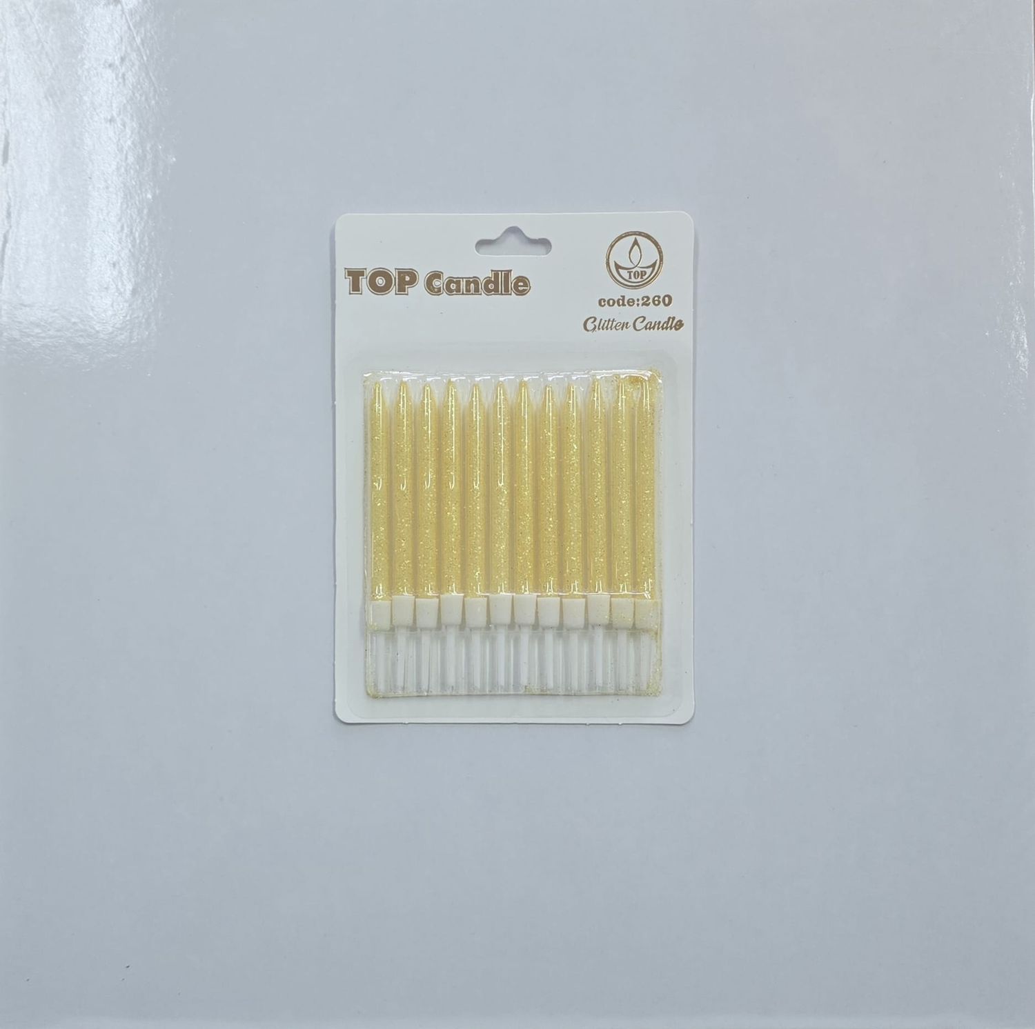 Simli Sarı Mum 12&#39;Li