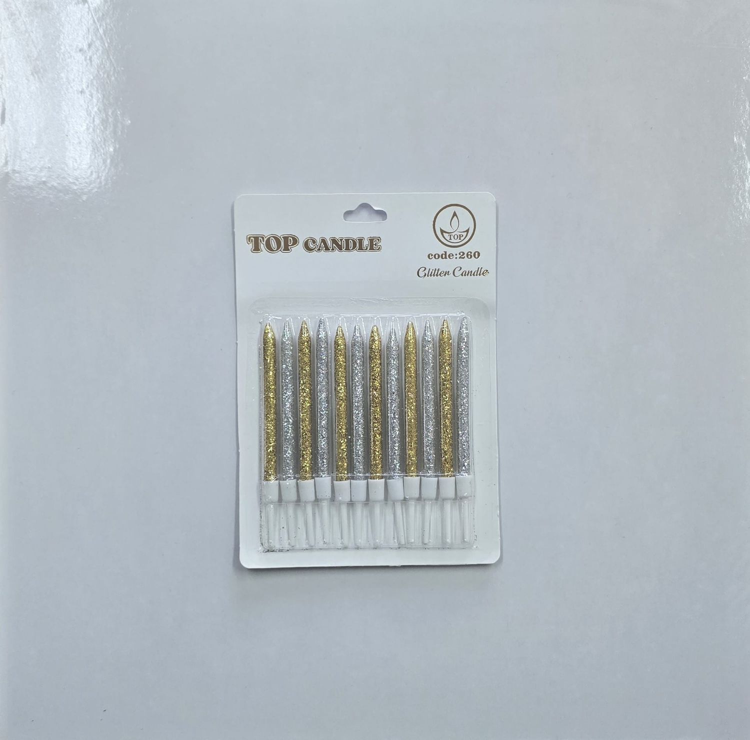 Simli Altın-Gümüş Mum 12&#39;Li