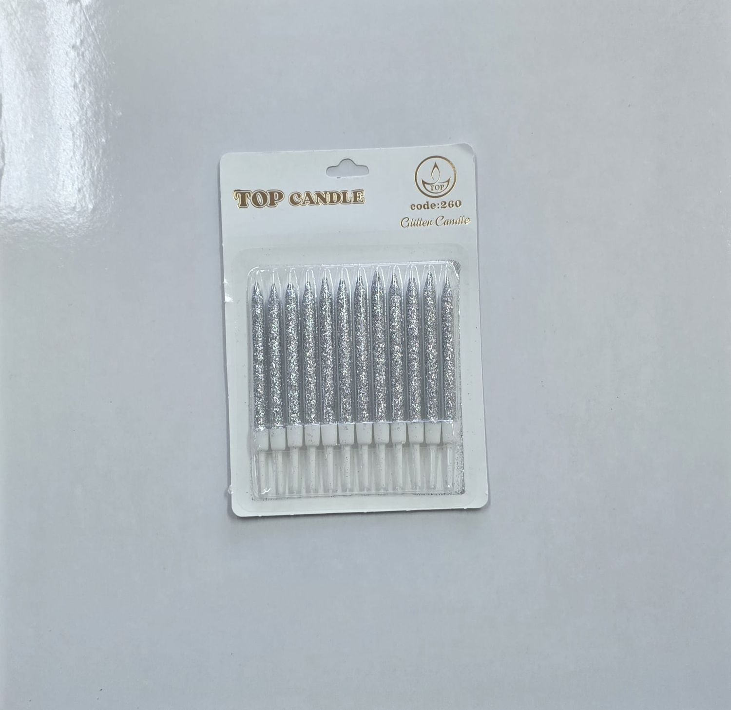 Simli Gümüş Mum 12'Li