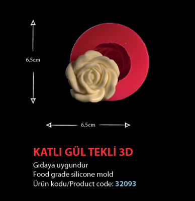 32093 Katlı Gül Tekli 3D