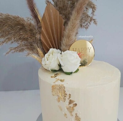 Pasta Topper 15339 13cm Yuvarlak Happy Birthday Altın