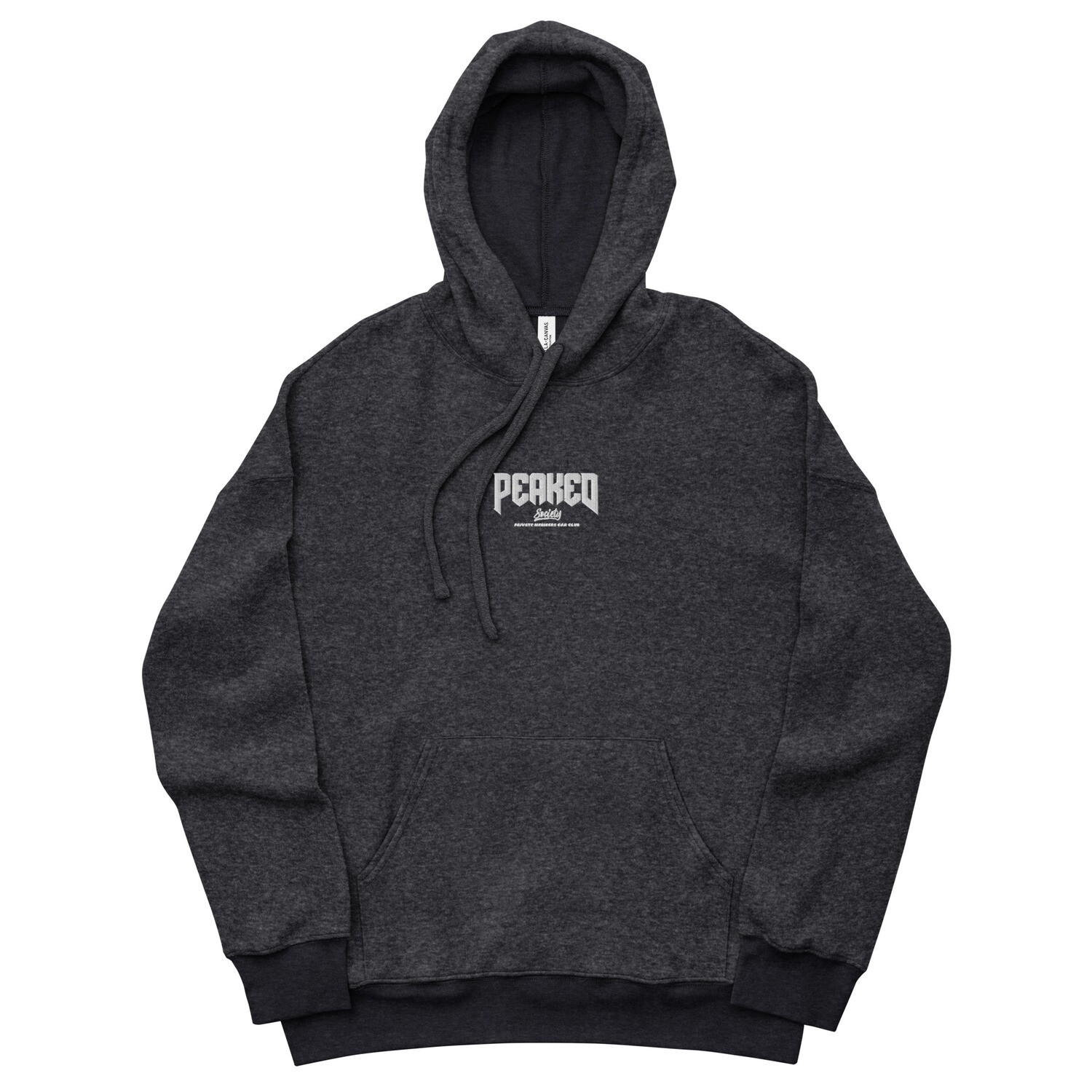 PeakedSociety Embroidered Sueded Fleece Hoodie, Color: Black Heather, Size: S