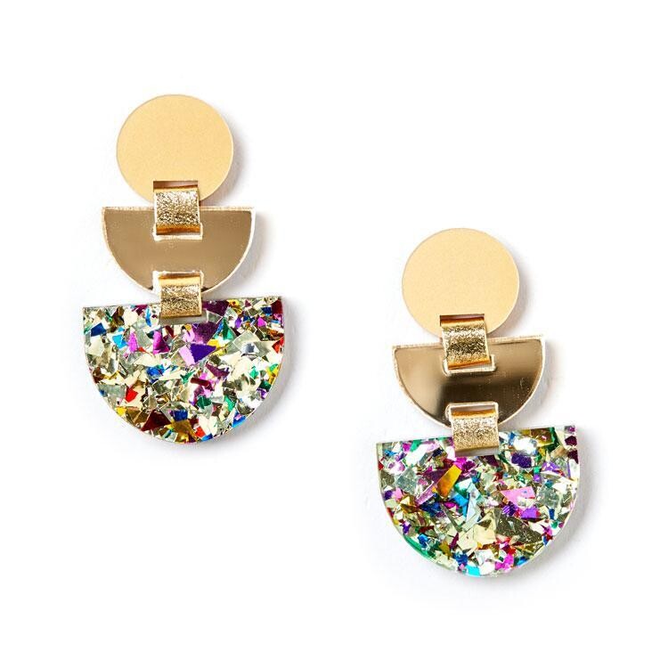 Boat Earrings - Gold/Confetti