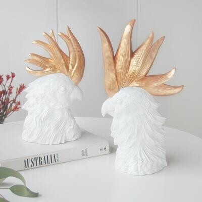 Crested Cockatoo Set- White /Gold