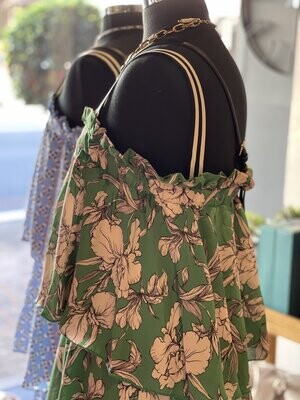 Frill Dress - Floral Green
