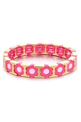 MOSK | Daisy Chain Bracelet 
Hot pink, Pale pink, Gold