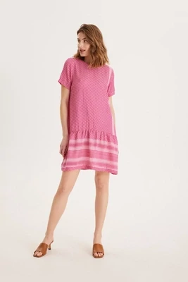 Dress 2 V Short Sleeves | Fuchsia Rose