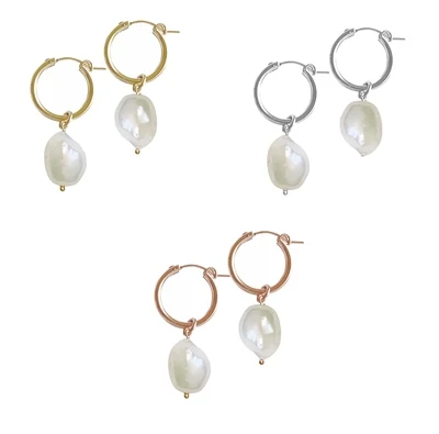 MISUZI | Baroque Pearl drop earring -gold