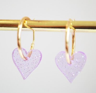 Hagen & Co Earrings |  Mini Heart Lilac Sparkle
