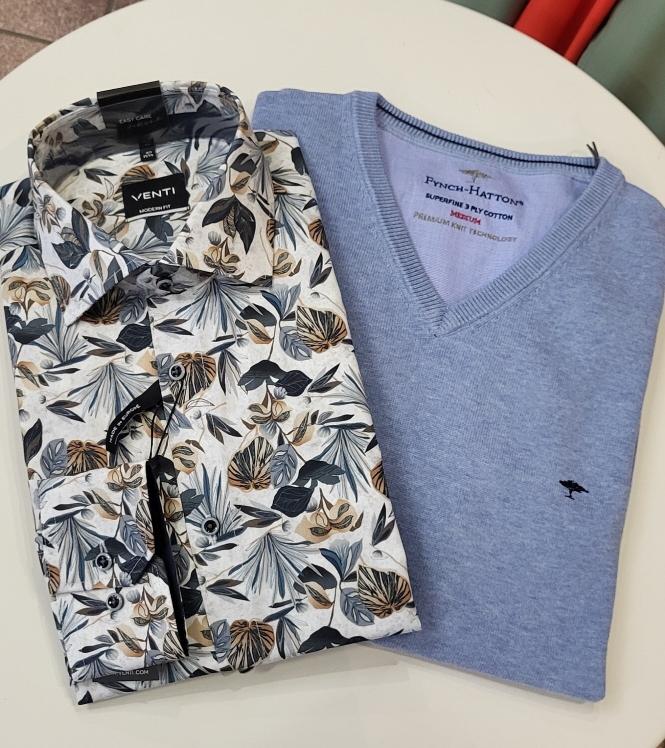 Chemise manches longues fleurs bleues