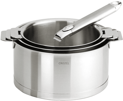 Série de 3 casseroles Inox CRISTEL Strate Poignée Amovible