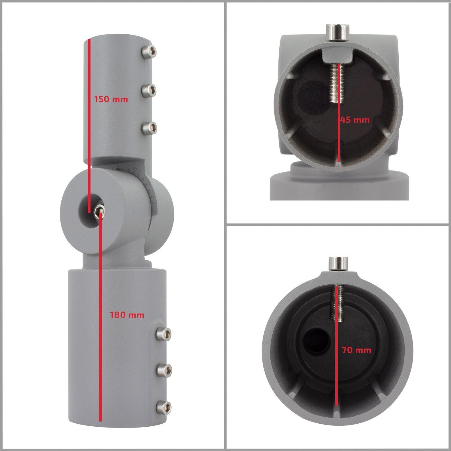 Bras en aluminium Orientable 90ş Gris