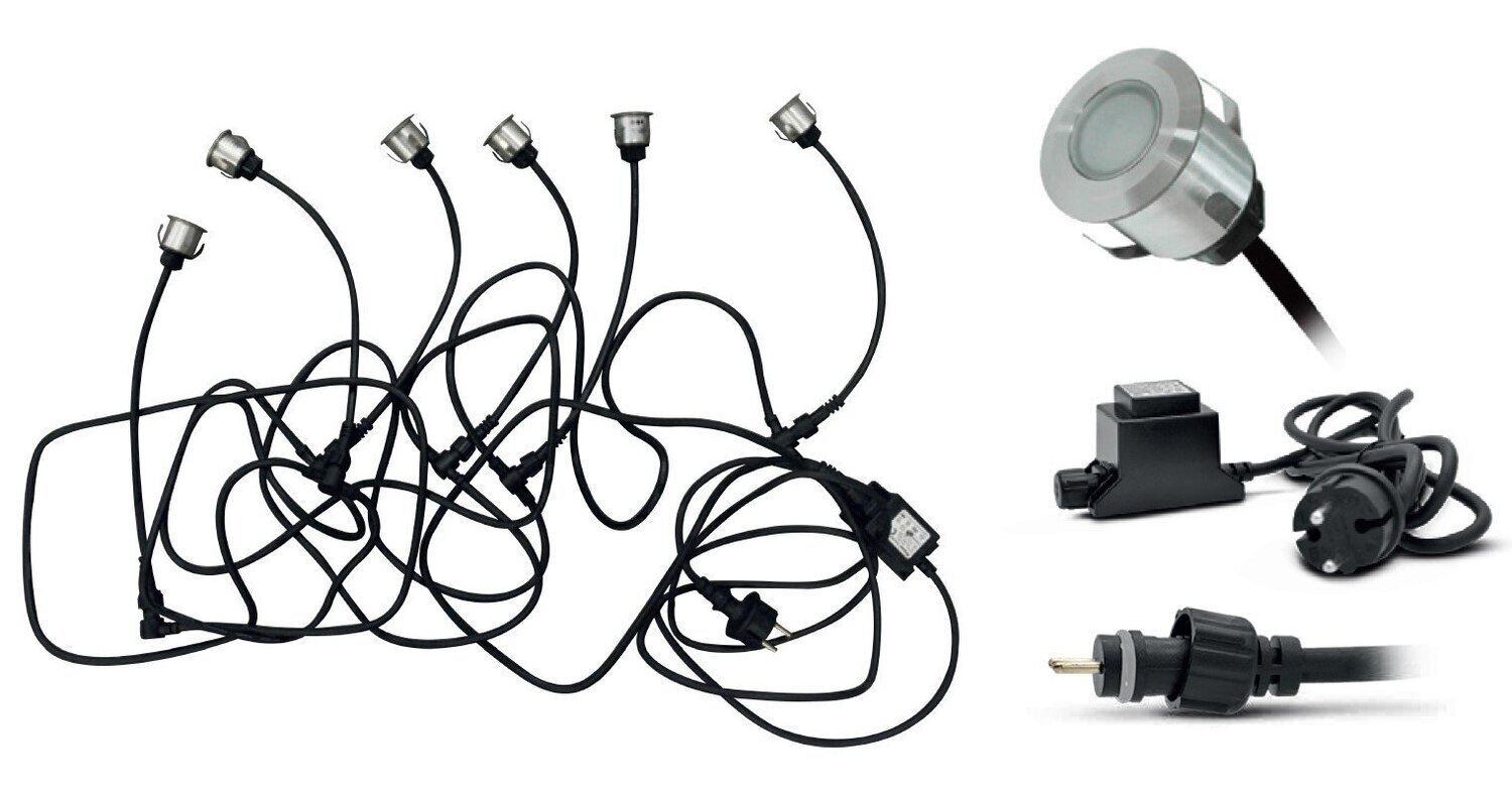 KIT SPOT LED TERRASSE 6x0,6W 12V 3000°K