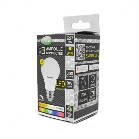 Ampoule LED E27 Connectée WIFI 9W CCT + RGB