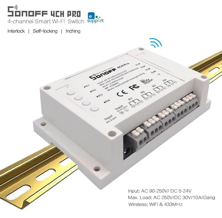 SONOFF 4 VOIES PRO COMMUT. WIFI ET RF DIN