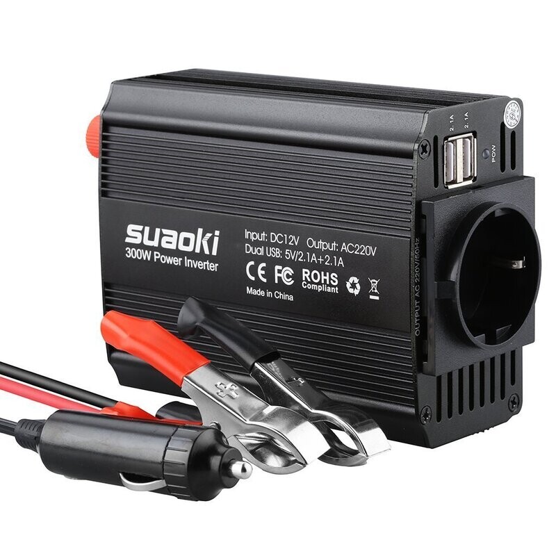CONVERTISSEUR DE TENSION 12V A 230V 300W ALUM