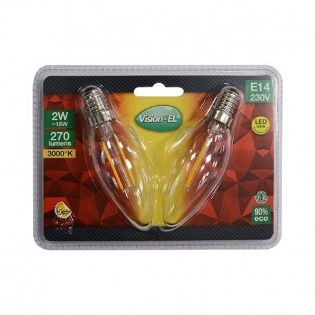 LED FIL COB FLAMME E14 2  WATT 3000°K  CERAMI